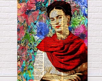 Frida Kahlo, Dictionary Art Print, Frida Kahlo Print, Frida Kahlo Decor, Frida Kahlo Poster, Vintage Dictionary art Print Giclee