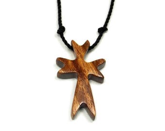 Mens Cross Necklaces, Tigerwood Cross Necklace, Cross Pendant, Wooden Cross Pendant, Brazilian Tigerwood, Reclaimed Wood, Mens Jewelry Cross