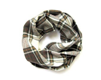 Fall Plaid Scarf, Toddler Scarf, Flannel Scarf, Girl Scarf, Boy Scarf, Childrens Scarves, Baby Bib Scarf, Christmas in July, Ready to Ship
