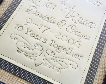 Tin Anniversary Gift, Punched Tin, 10 Year Anniversary Tin, 10th Wedding Anniversary, 10th Anniversary, Tin Gifts, Tin Punch, Metal Wall Art