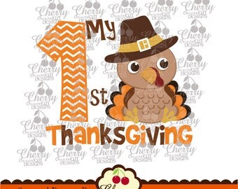 My 1st Thanksgiving Baby Turkey boy Svg Dxf,Thanksgiving Silhouette & Cricut Cut Files DGTH17 -Personal and Commercial Use