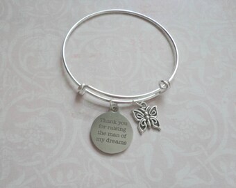 Mother of the Groom Gift, Thank you for raising the man of my dreams , Mother in law ,Mother of Groom Bracelet, Bracelet gift,