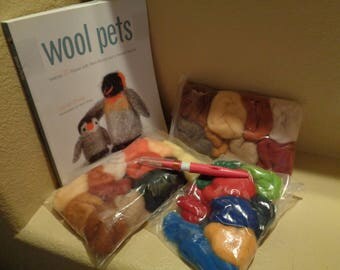 Little Felted Animals Needle Felting Book with Wool Roving and Needles