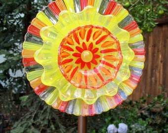 SASAFRAS HAND PAINTED GLASS GARDEN FLOWERS by sasafrasflowers