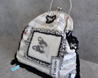 faux leather and canvas handbag