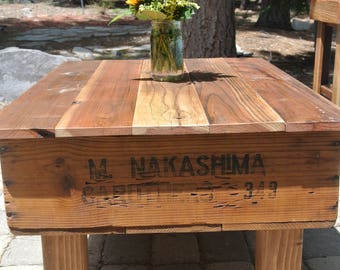 Reclaimed Fruit Crate Coffee Table With Hinged Storage And 4x4 Legs Reclaimed Fruit Crate Coffee Table With Hinged Storage And 4x4 Legs
