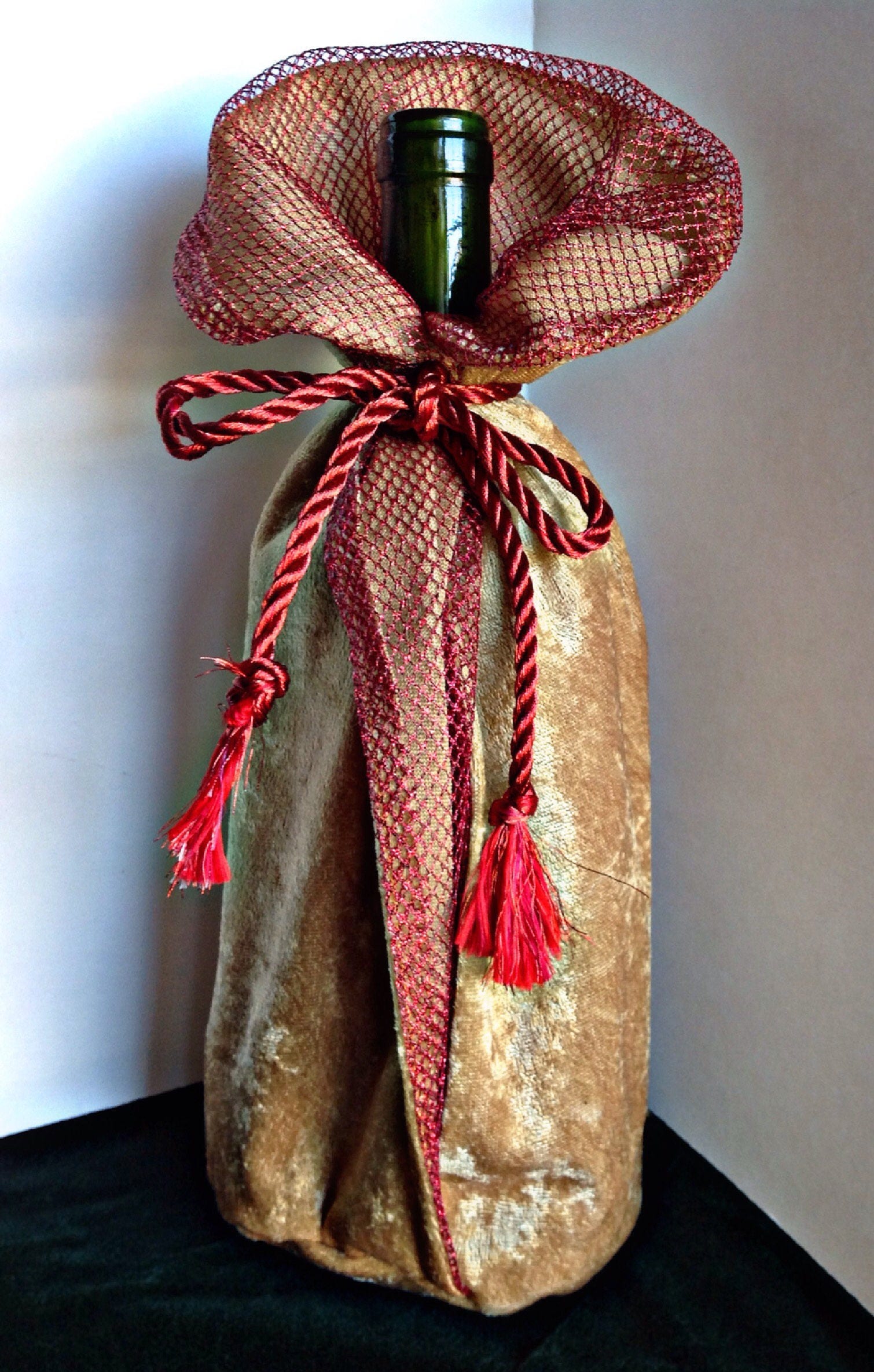 Christmas Velvet wine bottle wrap bag