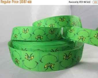 Grinch grosgrain Ribbon, Christmas Stockings, Christmas ribbon, Christmas craft supplies, 7/8" Ribbon by the yard, RN17001