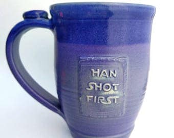 Han Shot First mug, Periwinkle Purple, #24, 22oz