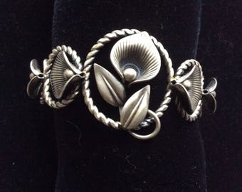Vintage VAN DELL STERLING Calla Lily Cuff Bracelet