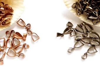 10 Antique Copper Or Gunmetal Pinch Bails - 16-AC-1