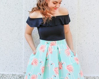 Woman's Structured Flamingo Skirt with Pockets