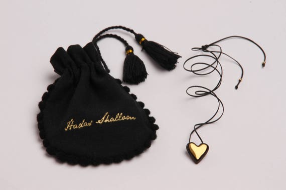 Ceramic Charm Gold Heart Necklace Black Heart Pendant