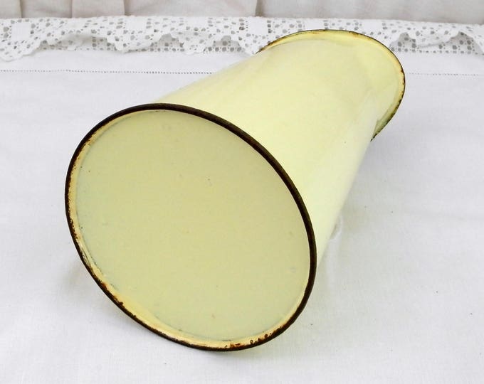 Antique French Buttercup Yellow Enamel Pitcher, Chippy Cottage Kitchen Enamelware Jug, French Country Chateau Shabby Chic, Vintage Decor