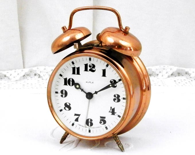 Working Vintage Two Bell Copper Mid Century Kiple Mechanical Alarm Clock, 1960s Retro Wind-up Bedroom Clock, Ticking Clock, Home Interior