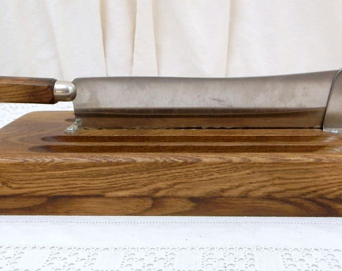 Vintage French Guillotine Bread Knife with Crumb Collecting Tray Made of Walnut Wood and Stainless Steel, Baguette Cutting Board, Kitchen Vintage French Guillotine Bread Knife with Crumb Collecting Tray Made of Walnut Wood and Stainless Steel, Baguette Cutting Board, Kitchen