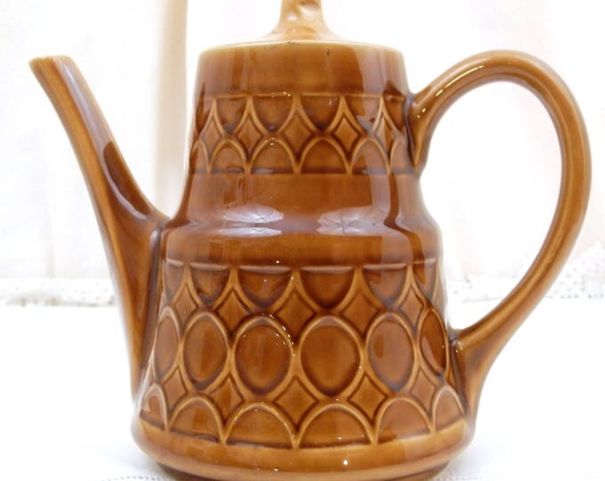 Vintage Mid Century Modern Ceramic Coffee Pot with Geometric Pattern, 1960s Pottery Tea Pot, Retro Kitchen Decor