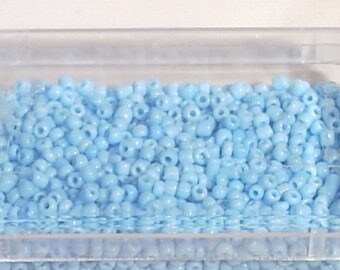 Box 2mm sky blue seed beads opaque 17 grams