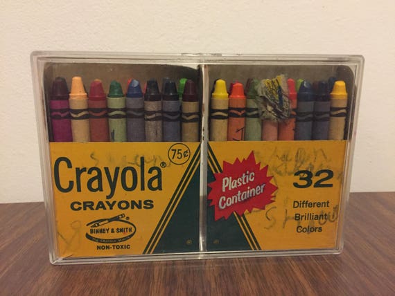 Vintage Crayola Crayons Binney & Smith Plastic Container Mid