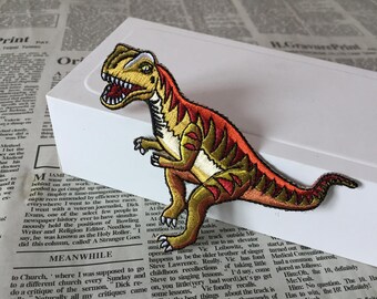 T-Rex Dinosaur Embroidered Iron-On Patch - Jurassic Park Style, Raptor & Triceratops Design 8 thumbnail image