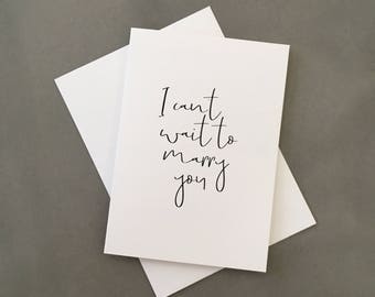 Wedding day card. I can't wait to marry you. Love card. Bride Card. Groom Card