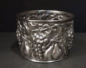 Vintage Silver Plated Wine Coaster / Holder / EL De Uberti Repousse Silver Plate