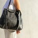 Gray leather tote gray leather bag gray tote bag women