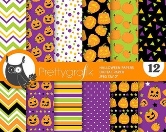 80% OFF SALE Halloween digital papers, Halloween scrapbook papers commercial use, witch scrapbook papers, background - PS816