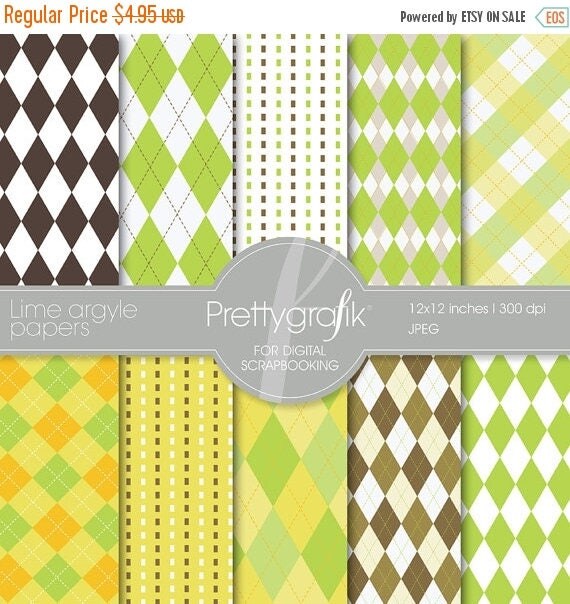 80% OFF SALE Lime argyle digital paper, commercial use, scrapbook papers, background - PS515 Il_570xn