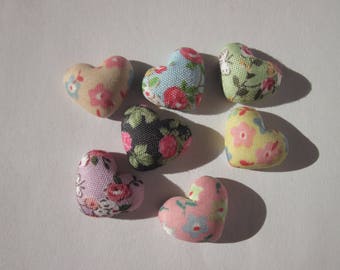8 heart applique in fabric on metal stick 1.6 cm (W24)