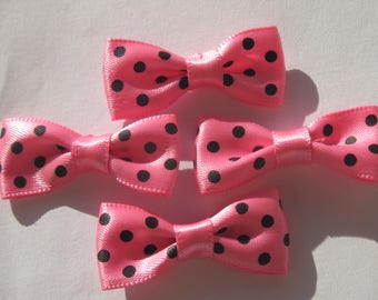 pink satin fabric 4 knots 34 mm approx - dots (A203