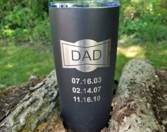 Father Dad Mug, Est Birthday Thermal Dad or Daddy Coffee Personalized Names or Birth Dates Grandpa or Granddad Dad The Man The Myth Engraved