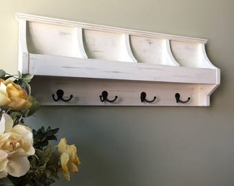 Mail and Key Holder, Shabby Chic Mail Organizer, Mudroom Organizer, Distressed Mail and Key Holder, Coat Rack, Wall Mount Organizer