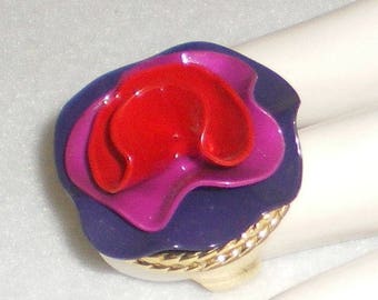 Marc Jacobs Lola Solid Perfume Floral Ring Red Purple Blue Gold