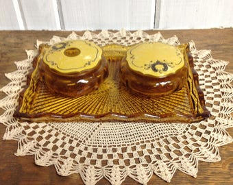 Vintage vanity tray with covered bowls