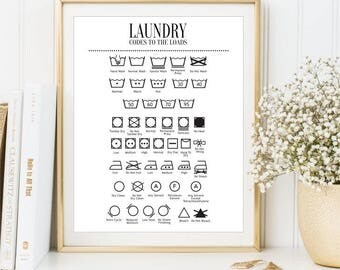 Laundry Guide Wash symbols print, Clothes care sign, Ironing instruction printable, Laundry symbols poster Bathroom decor, DIGITAL FILES