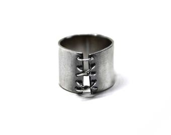 TIED UP Ring, Corset Ring, Bondage Ring,925 Sterling Silver BDSM Jewelry, Gothic Style, Handmade Ring, Statement Ring, Mistress Ring