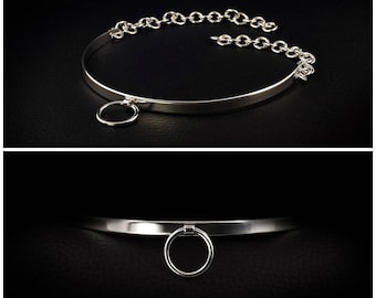BDSM Submissive Day Collar, Sterling Silver, Choker Collar Necklace, Sterling Silver Padlock Clasp, Handmade