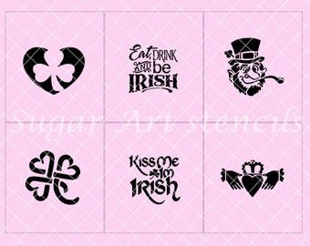 St-Patrick's day stencils Irish shamrock lucky set of 6 designs Sl56