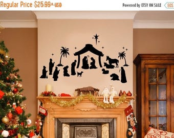 CLEARANCE SALE Christmas Decor - Nativity Set - Nativity Wall Decal - Black - Christmas Decorations - Nativity - Holiday Decor - Christmas W