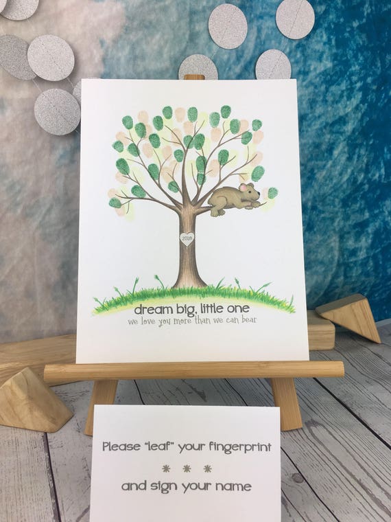 PRINTABLE woodland baby shower fingerprint tree bear