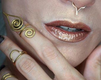 Deer Antlers Faux Septum Ring, Gold Fill Nose Ring, Septum Jewelry Handmade