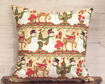 Snowman pillow - Christmas pillow - Rustic pillow cover - snowman decor - Holiday pillow - Christmas decor - snowmen - country decor