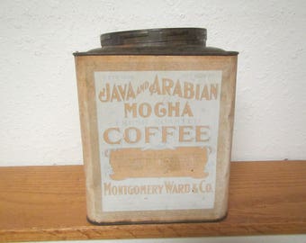 JAVA and ARABIAN MOGHA Coffee , 5 pound coffee tin, Montgomery Ward & Co. * advertising can