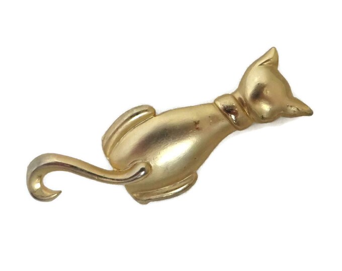 Cat Brooch, Vintage Jewelry, Don-Lin Brooch, Vintage Satin Gold Tone Kitty Pin, Signed Designer Jewelry, Perfect Gift, Gift Box Cat Brooch, Vintage Jewelry, Don-Lin Brooch, Vintage Satin Gold Tone Kitty Pin, Signed Designer Jewelry, Perfect Gift, Gift Box