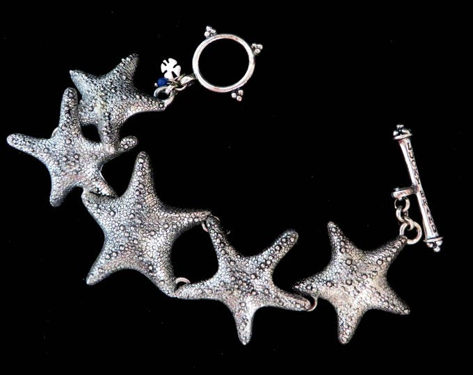 Vintage Starfish Bracelet - Lucky Brand Bracelet - Silver Tone Linked Bracelet, Perfect Gift, Gift Box