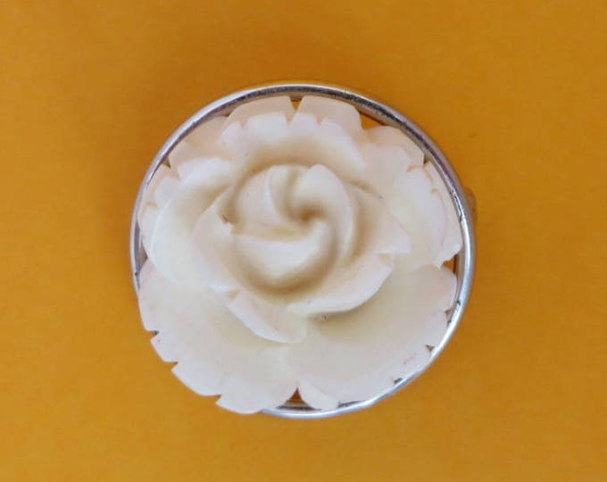 Beau Sterling Rose Brooch - Vintage Sterling Silver, Carved Lucite Rose Pin, Gift for Her