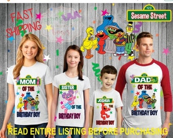 ON SALE 25% OFF Sesame Street Boy Birthday Shirts for the entire family Girl Dad Mom Brother Age Name Custom Theme Raglan T-shirt Oneise Lon
