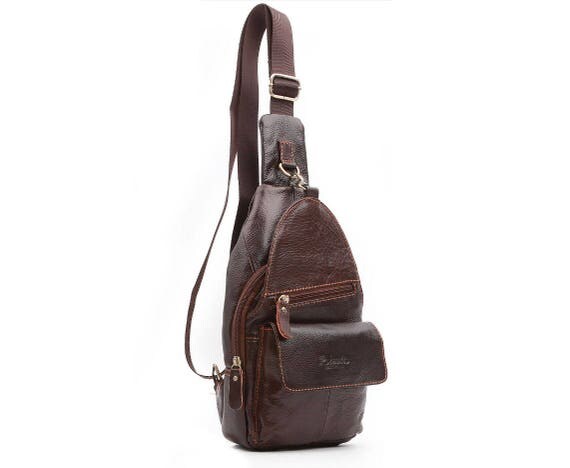 Women Genuine Leather Sling Bag Mens Shoulder Backpack 38035