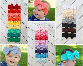 Baby head wrap, baby bow headbands, 24 colors, 1st birthday, infant headbands, big bows, baby girl headband, pink bow, halloween headband